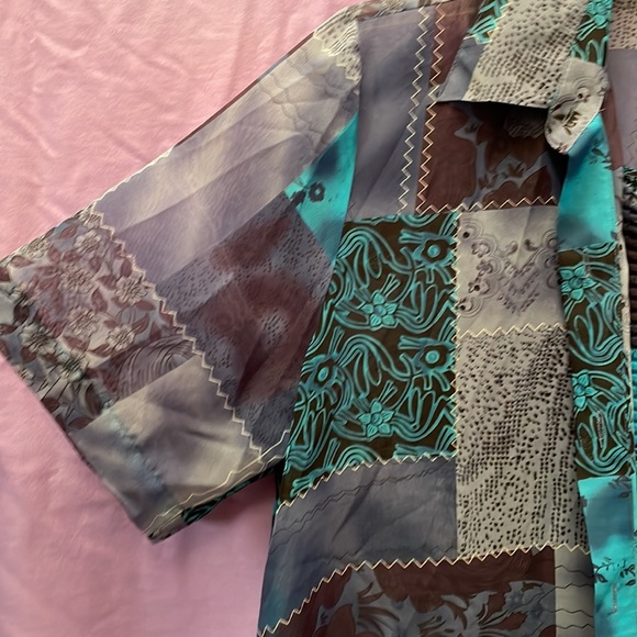 EUC Jordan Blue Label Floral Button-Down Blouse & Camisole SET in Blues, Size XL - Picture 8 of 9